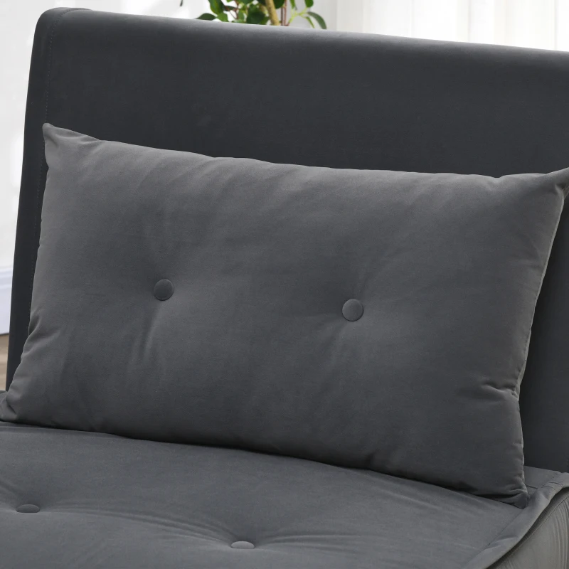 HOMCOM Fotel z funkcją spania, Składany fotel sypialny, Pikowanie, Wygląd lnu, 77 cm x 88 cm x 83 cm, Ciemnoszary