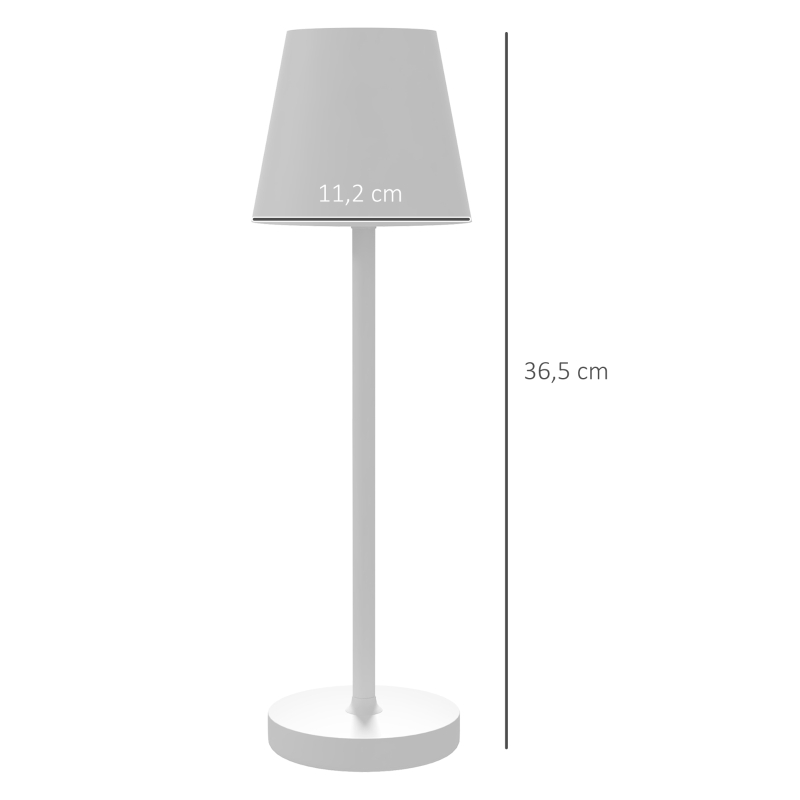 HOMCOM Candeeiro de Mesa com Luzes LED Candeeiro de Mesa Sem Fios Recarregável por USB-C 3 Cores Ø11,2x36,5 cm Branco