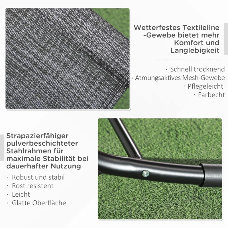 Outsunny Fotel bujany ogrodowy Leżak, w tym Poduszka pod głowę, 155 cm x 61cm x 88 cm, Szary