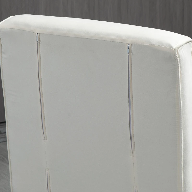 HOMCOM Relaxfauteuil Ligfauteuil Stoel, Ligfunctie, Logeerbed, 65 cm x 69 cm x 80 cm, Cremewit(m-9)