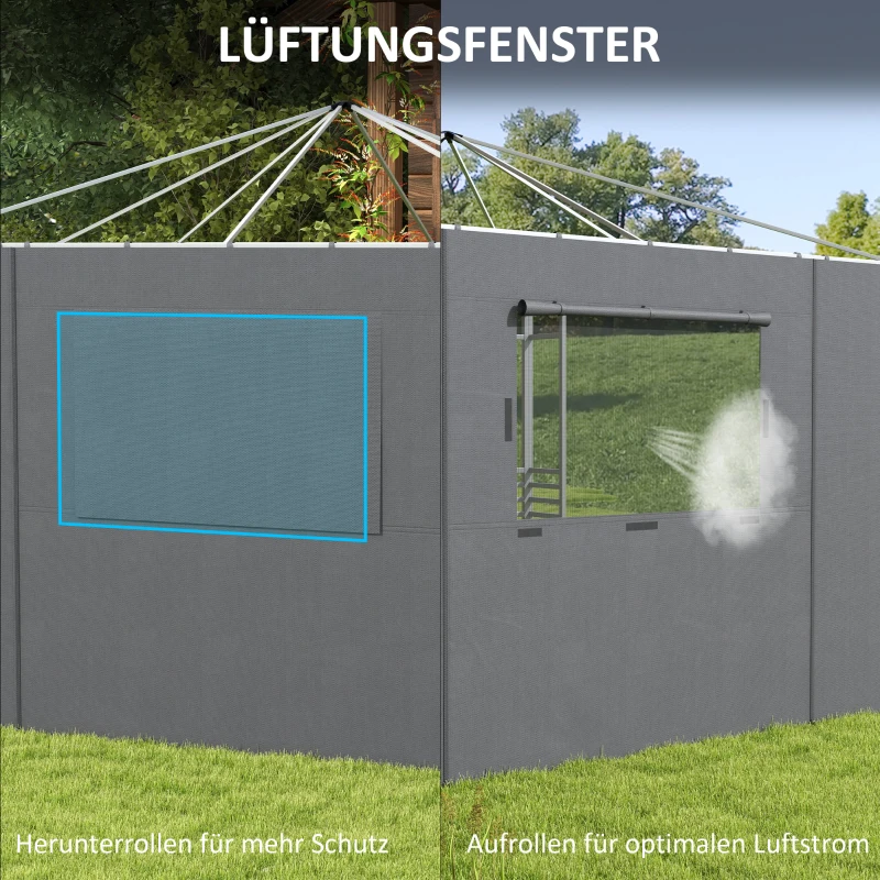 Outsunny Prieel Zijwand Zijwand Partytent, weerbestendig,  300 cm x 200 cm, Donkergrijs