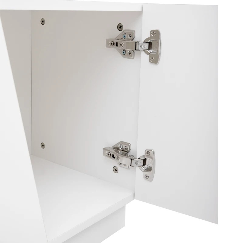 Mueble TV Moderno 170 cm Estilo Patchwork Diagonal Diseño Irregular Sin Manijas Puertas Brillantes Paneles de MDF Blanco