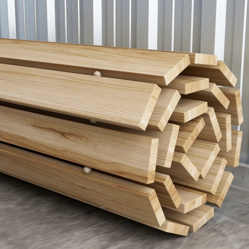 Outsunny Uitrolbaar Tuinpad, Weerbestendig, Vurenhout, 120 x 47 x 1 cm, Natuurlijk