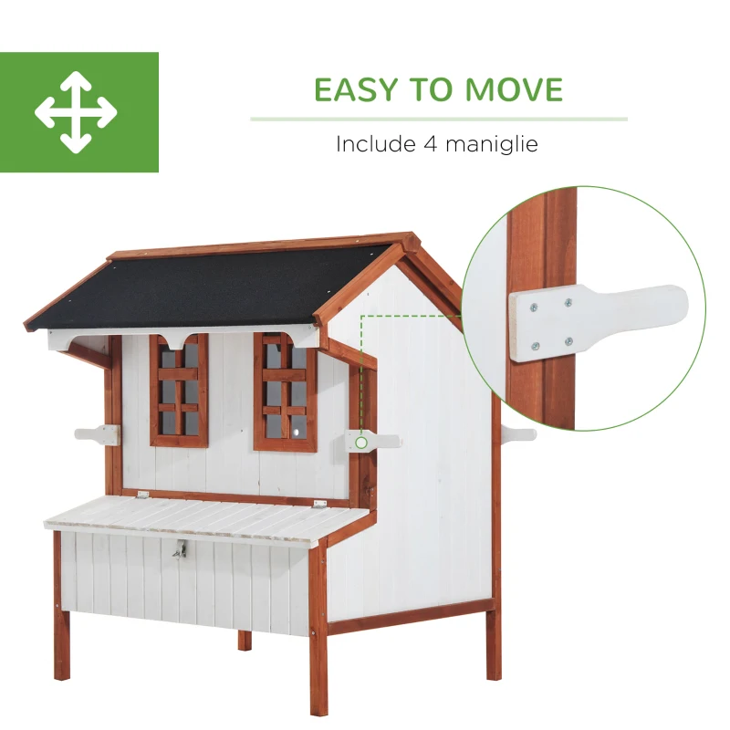 PawHut Pollaio per Galline Ovaiole da Esterno, Gabbie per Galline Grande da Giardino con Cassetta Nido Vassoio in Legno 120x96x123cm