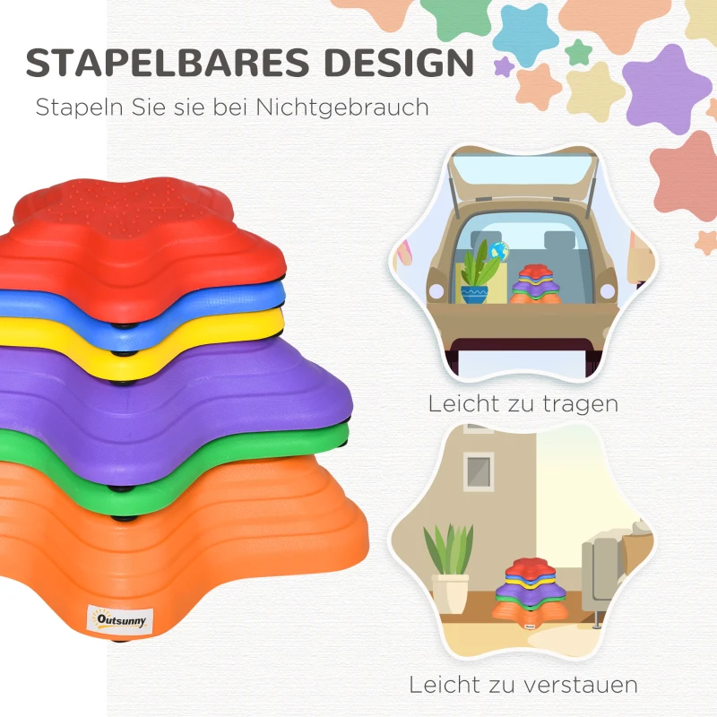 Outsunny Tritsstenen voor Kinderen, stapelbaar, antislip, 3 Maten, tot 80 kg, Binnen-/buitengebruik