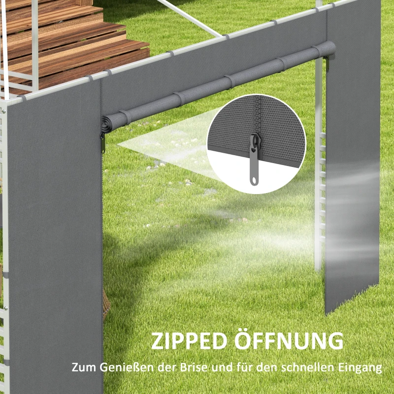 Outsunny Prieel Zijwand Zijwand Partytent, weerbestendig,  300 cm x 200 cm, Donkergrijs