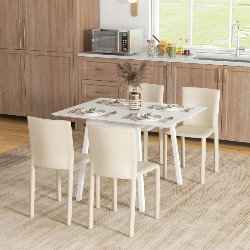 HOMCOM Eettafel Klaptafel Keukentafel, 2 neerklapbare vlakken, 110 x 86 x 75 cm, Wit