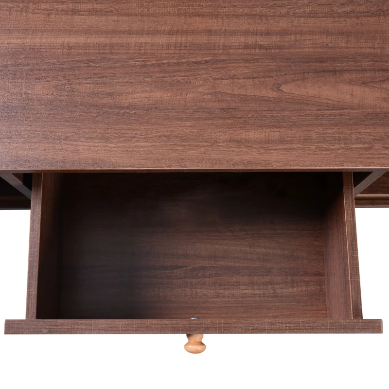 Mesa de Centro de Ratán con Cajones y Puertas de Listones de Madera Maciza Natural