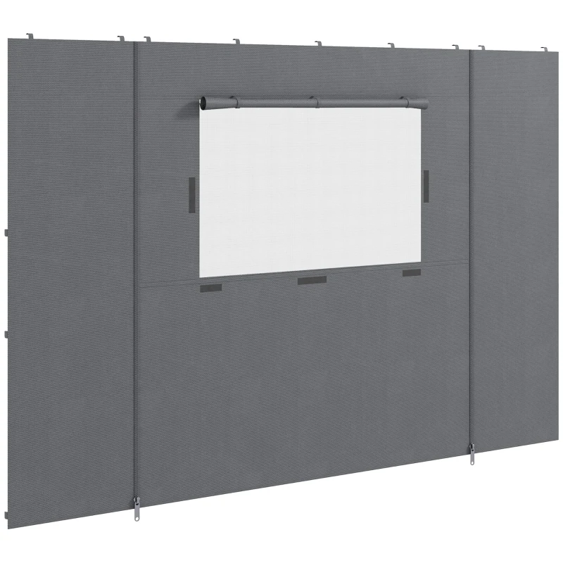 Outsunny Prieel Zijwand Zijwand Partytent, weerbestendig,  300 cm x 200 cm, Donkergrijs