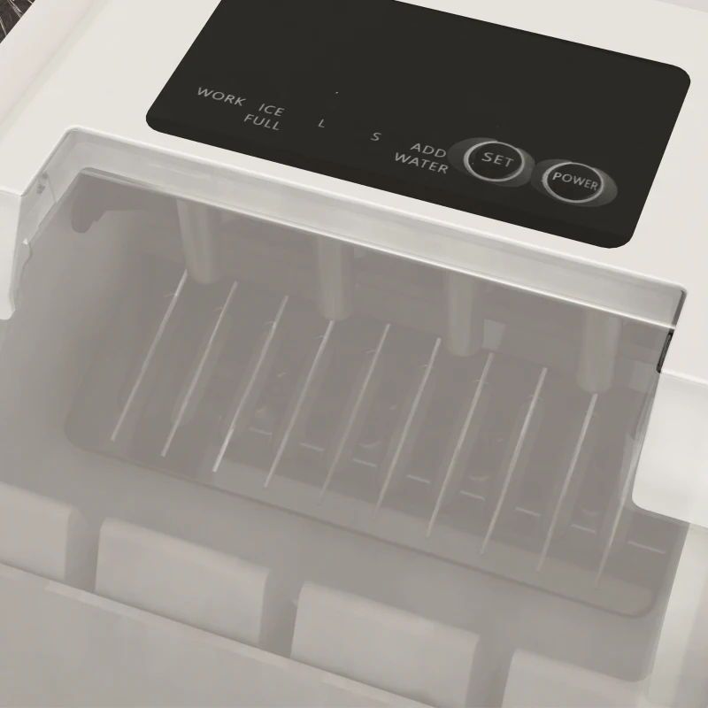 HOMCOM Ijsblokjesmachine, IJsmaker, 12 kg/dag, 9 blokjes in 6-13 min, 30,3 x 22,8 x 29 cm, Wit