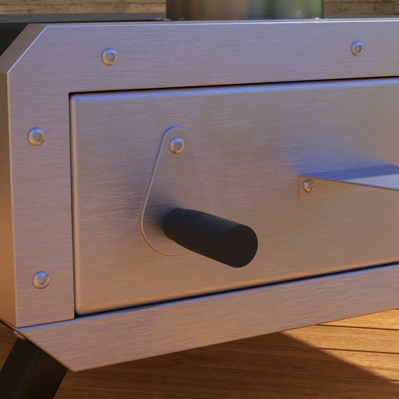 Outsunny 2-In-1 Pizzaoven Outdoor met Pizzasteen Houtoven Pizzaschep Pizzashovel Grilloven voor BBQ Staal Zwart