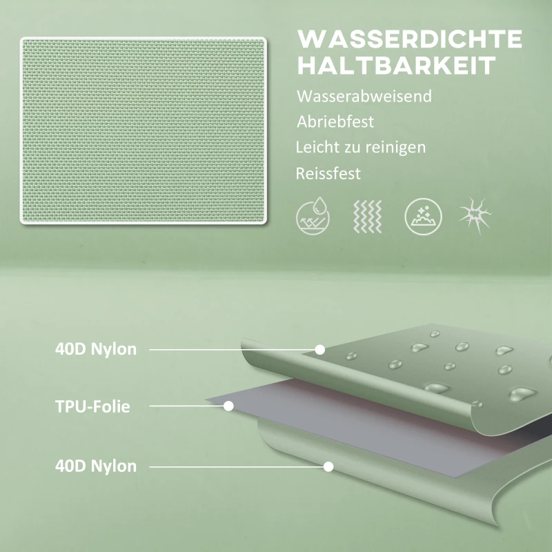 Outsunny Opblaasbaar campingmatras, inclusief luchtpomp, 1 kussen, 200 x 135 x 10 cm, groen