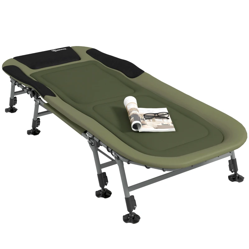 Outsunny Campingbed Ligbed Veldbed, 200 x 85 x 40-55 cm, Waterbestendig Groen