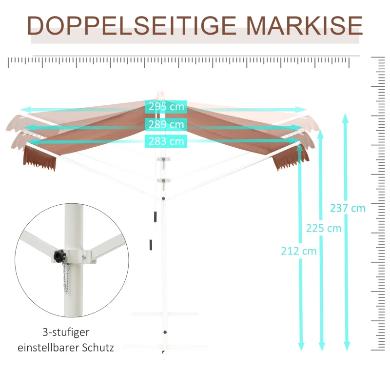 Outsunny Freistehende Markise, neigungsverstellbar, Handkurbel, Metallgestell, wetterfest, 4x3m, Kaffee