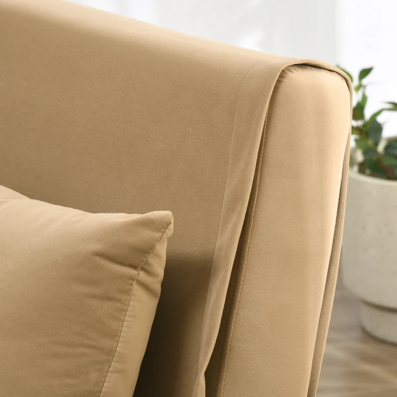 HOMCOM Fotel z funkcją leżenia, fotel rozkładany do spania z pikowaniem guzikowym, wygląd lniany, 77 cm x 88 cm x 83 cm, Brązowy