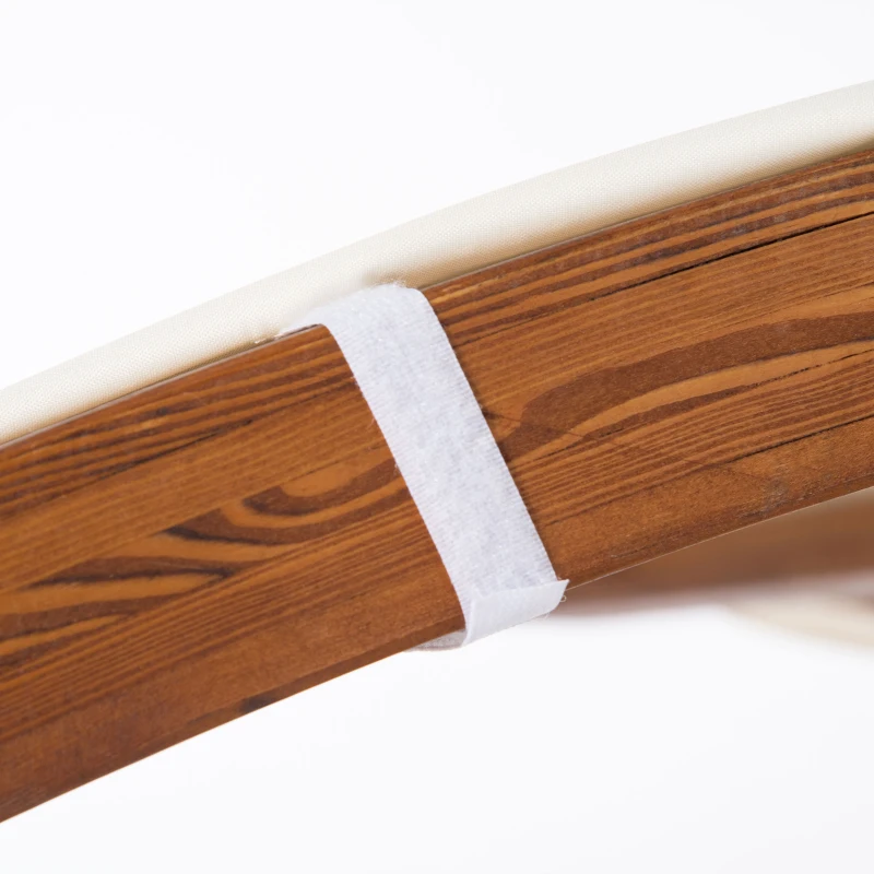 Outsunny Hängematte mit Holz Gestell und Sonnendach Hammock mit 2 Kopfkissen Stabhängematte Outdoor Indoor Cremeweiß+Natur 322 x 160 x 173 cm