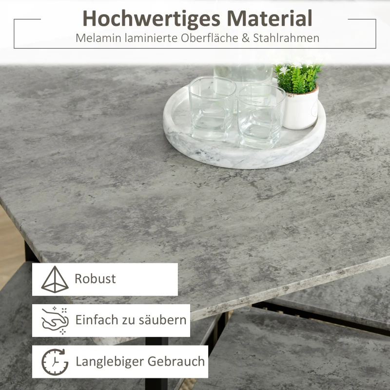 HOMCOM Bartafel-Set Bartafel met 4 Barkrukken 5-delig Tafelset Staal Eiken