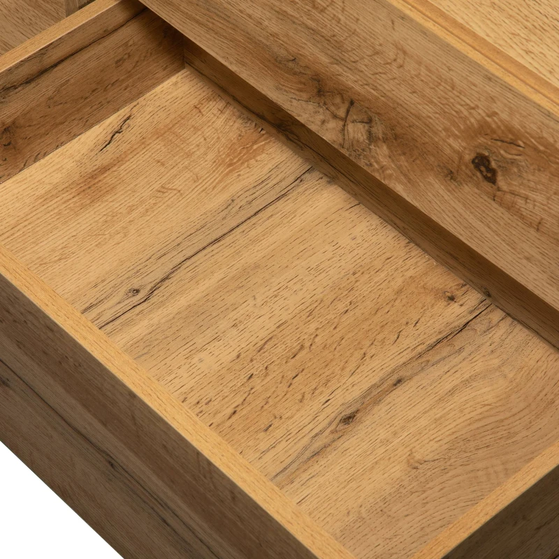 Mobilă TV modernă cu design în blocuri de culoare, textură de lemn și suprafață lucioasă, 180x38x50 cm, natural și negru