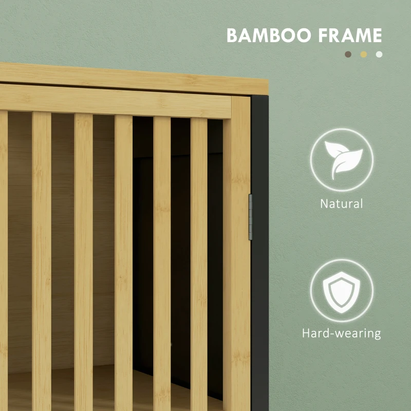 HOMCOM Dulap de Baie Sub Chiuvetă, Dulap de Depozitare, Chiuvetă Bambus, Unitate de Baie cu 2 Uși cu Lamele, 60x30x70 cm, Natural(m-6)
