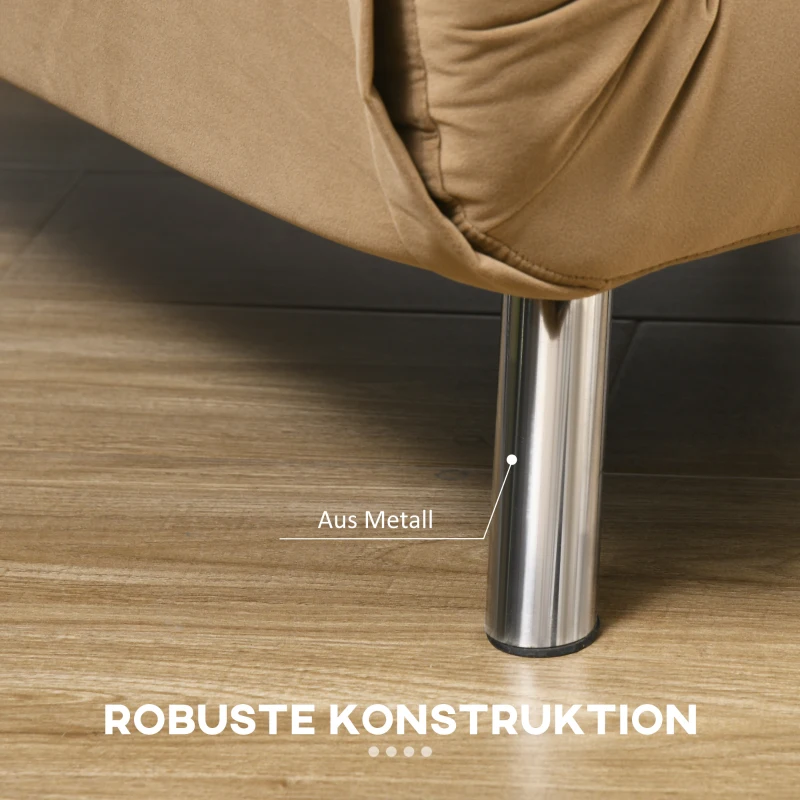 HOMCOM Fotel z funkcją leżenia, fotel rozkładany do spania z pikowaniem guzikowym, wygląd lniany, 77 cm x 88 cm x 83 cm, Brązowy