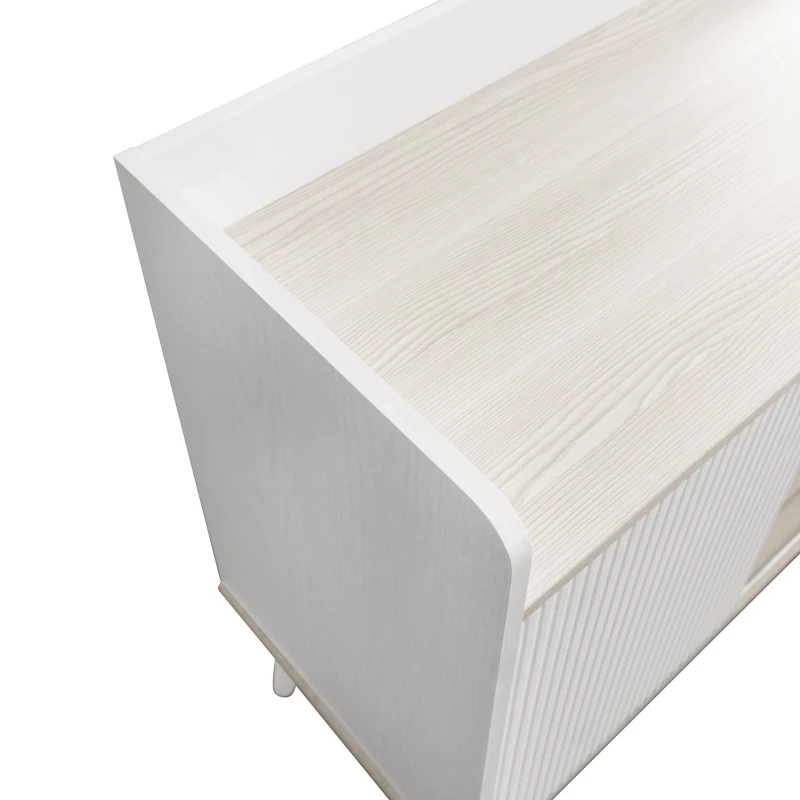 Aparador y Cómoda Moderno con 2 Puertas Correderas y 3 Cajones para Salón Cocina Pasillo 1175x40x80 cm Blanco