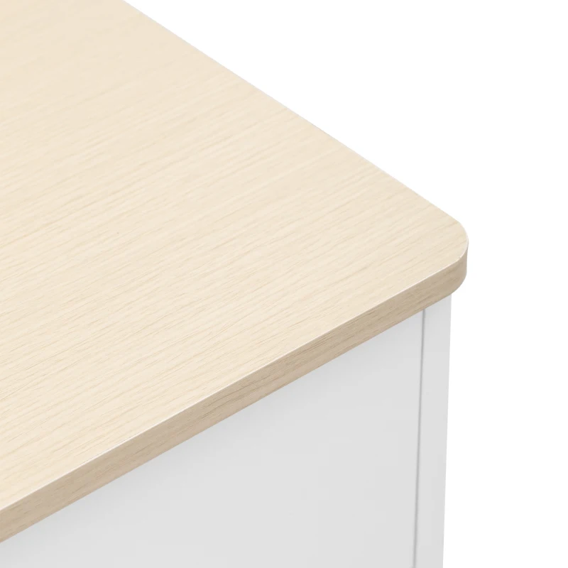 Comodă cu textură de lemn alb, patru uși și trei sertare, stil rustic pentru living și sufragerie, 160x37x75 cm, Alb+Culoare naturală