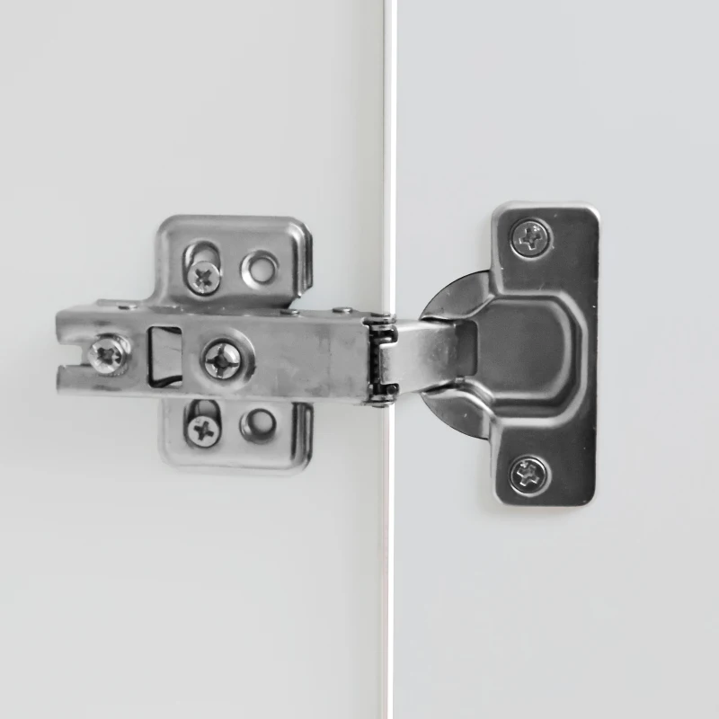 Credenza Moderna con 2 Ante e 2 Cassetti, Maniglie e Piedini Dorati, Bianco