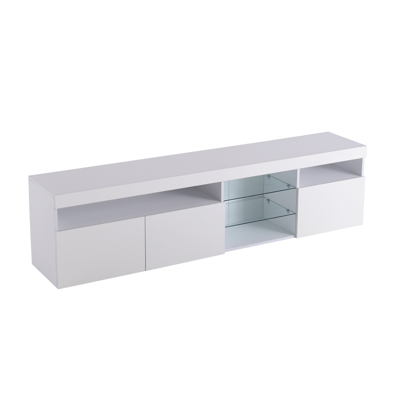Mueble TV de Estilo Moderno con Iluminación Led para Sala de Estar y Comedor 180x35x45 cm Blanco
