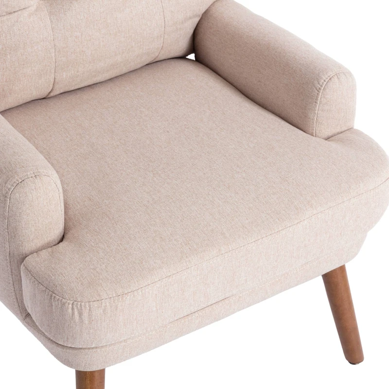 Poltrona com Apoio para os Pés Encosto Ajustável em 5 Níveis e Bolso Lateral 67x60x96,5cm Bege
