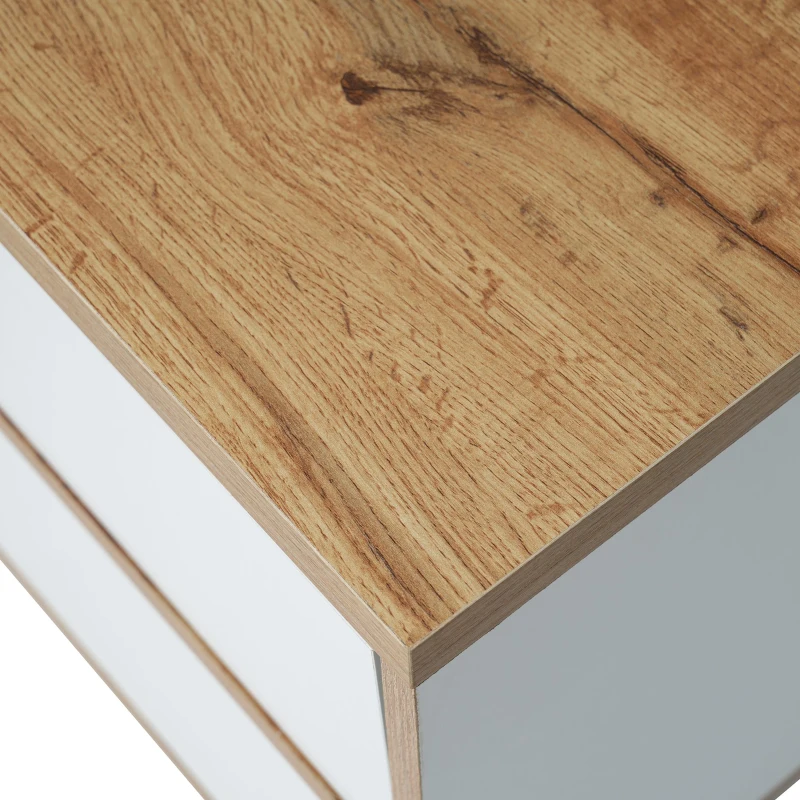 Mueble TV Bajo Estilo Rústico con Compartimentos y Puertas Blanco