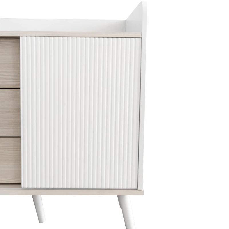 Aparador y Cómoda Moderno con 2 Puertas Correderas y 3 Cajones para Salón Cocina Pasillo 1175x40x80 cm Blanco
