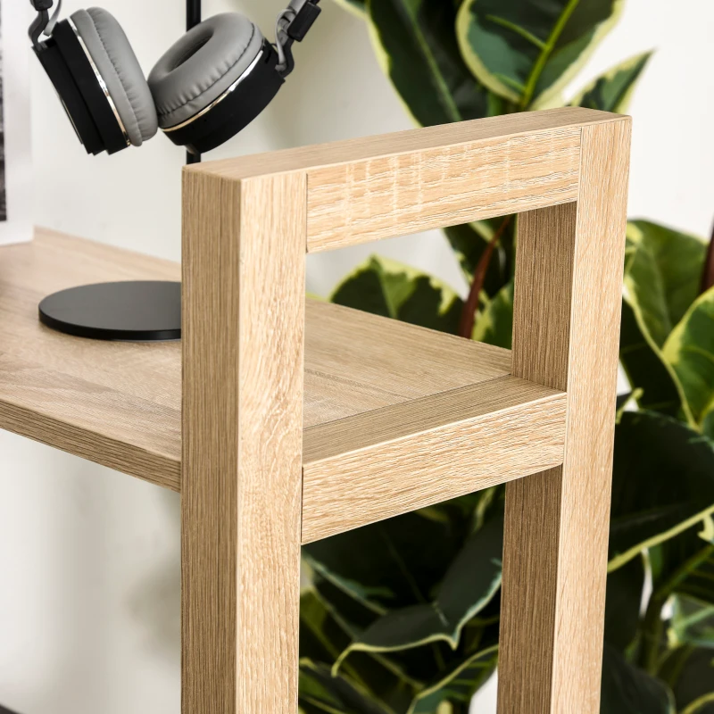 HOMCOM Computer Desk with 3 Tier Storage Shelves on Left or Right, 120cm Writing Table for Home Office, Study, Bedroom, Walnut and Oak