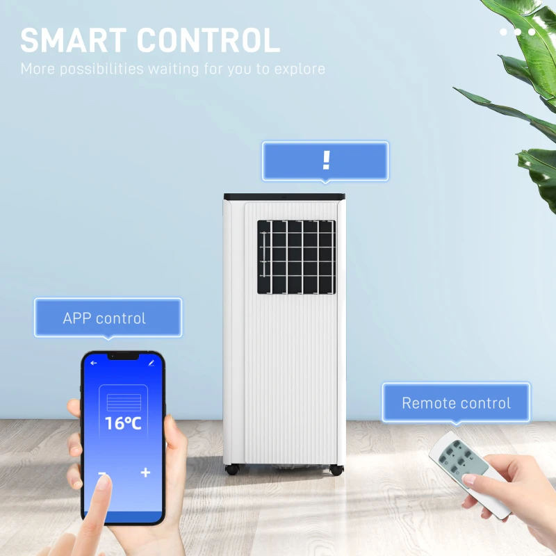 HOMCOM 9,000 BTU App-Controlled Mobile Air Conditioner, 20m² Radius - White
