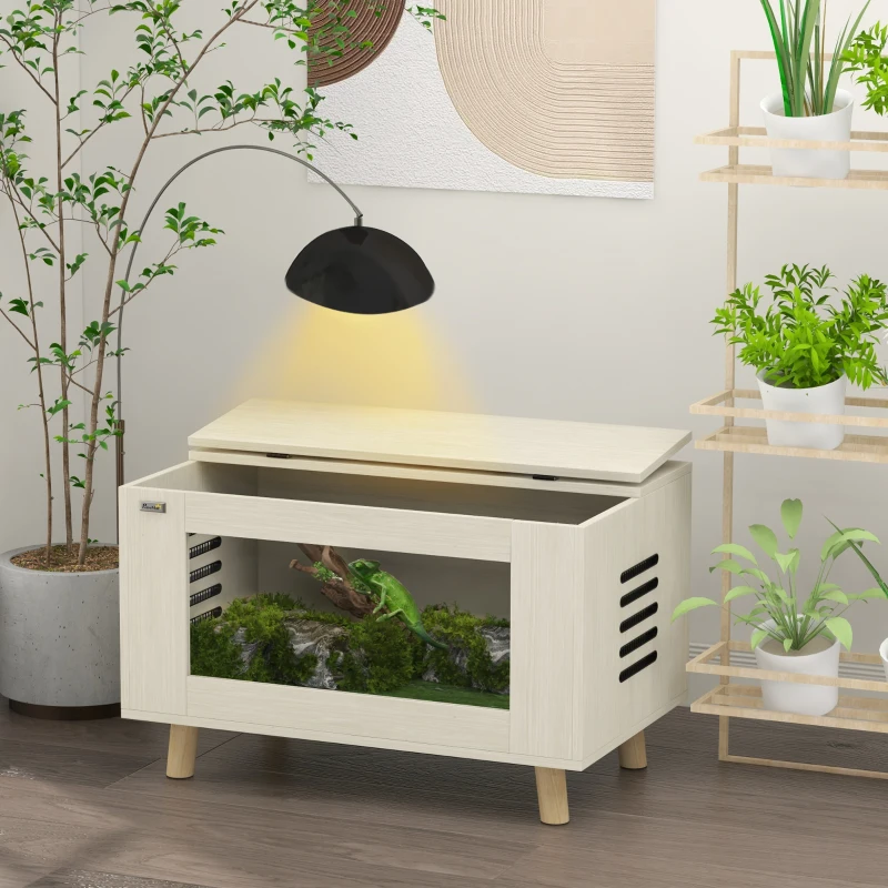 PawHut Terrarium dla gadów, Vivarium, okno z hartowanego szkła, 80 x 50 x 50 cm, Kolor Biały