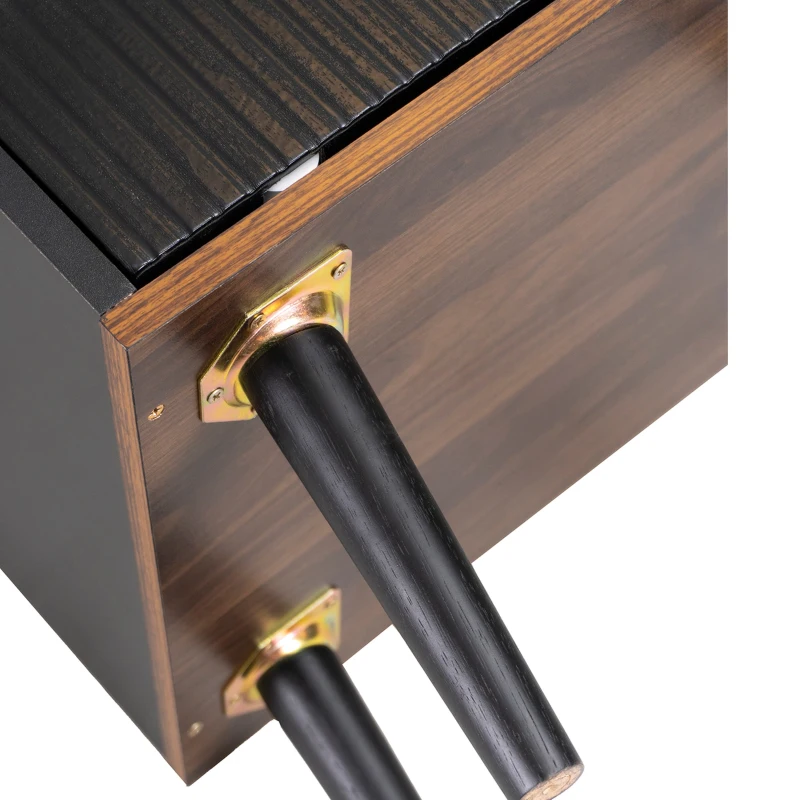 Aparador y Cómoda Moderno con 2 Puertas Correderas y 3 Cajones para Salón Cocina Pasillo 117.5x40x80 cm Negro y Madera