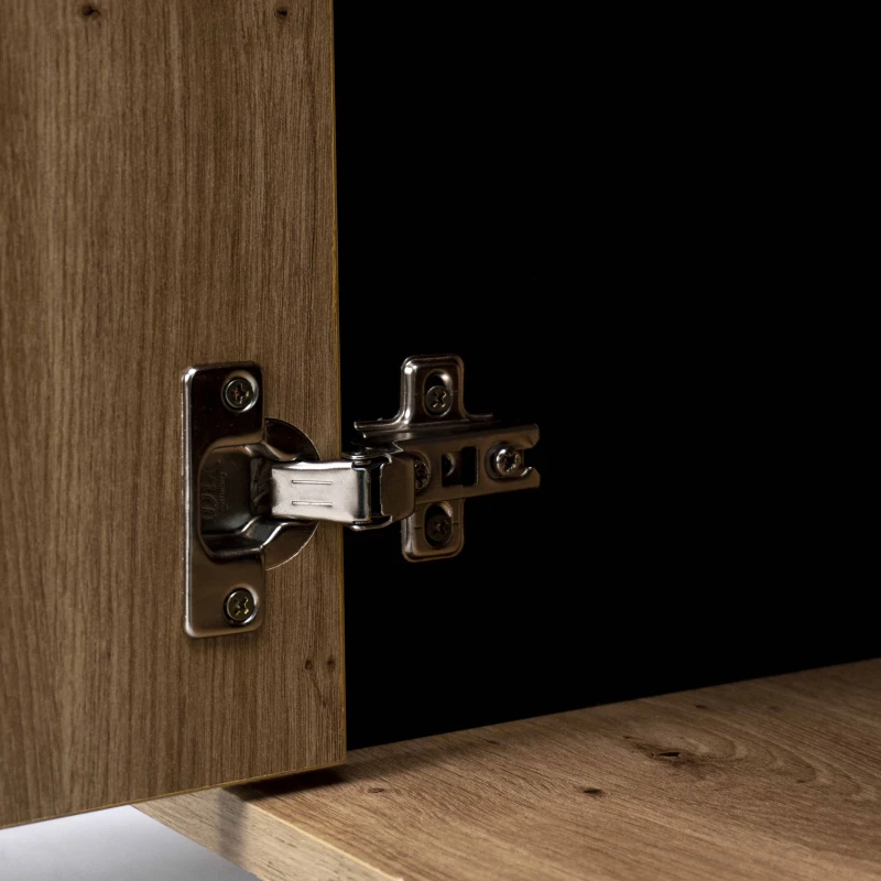 Cómoda y Aparador  Diseño en Madera y Negro con Iluminación Led Vidrio y Amplio Espacio de Almacenamiento140x78x41 cm Natural