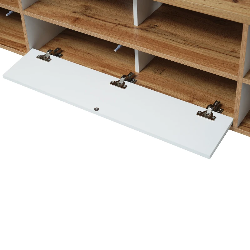 Mueble TV Bajo Estilo Rústico con Compartimentos y Puertas Blanco