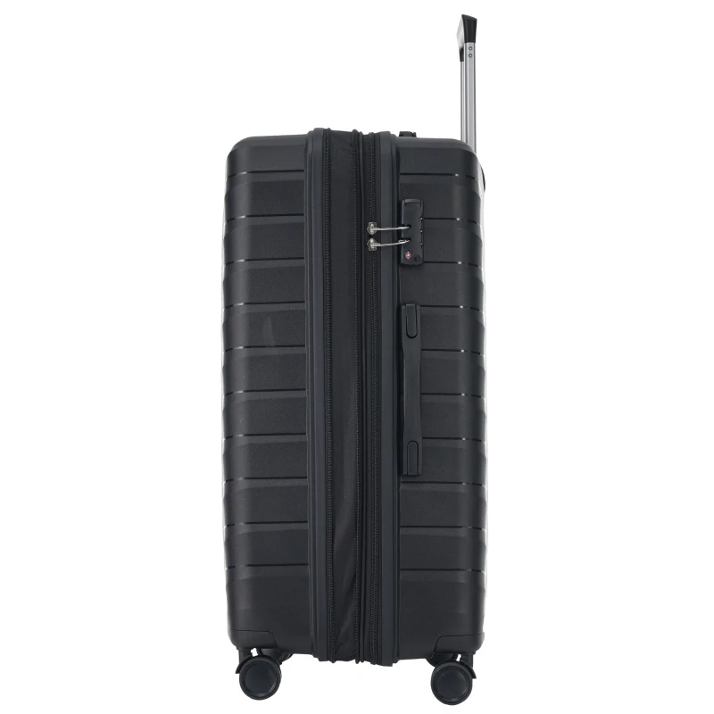 3-teiliges Hartschalenkoffer-Set mit TSA-Schloss, 360° Doppelrollen und 3 Größen aus robustem PP-Material, Schwarz