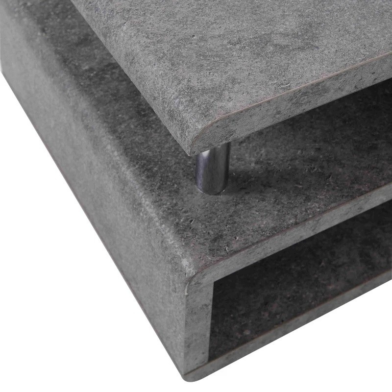 Tavolino Moderno con Finitura in Cemento Grigio, Illuminazione a LED, Tavolino da Salotto e Ufficio, Grigio Cemento