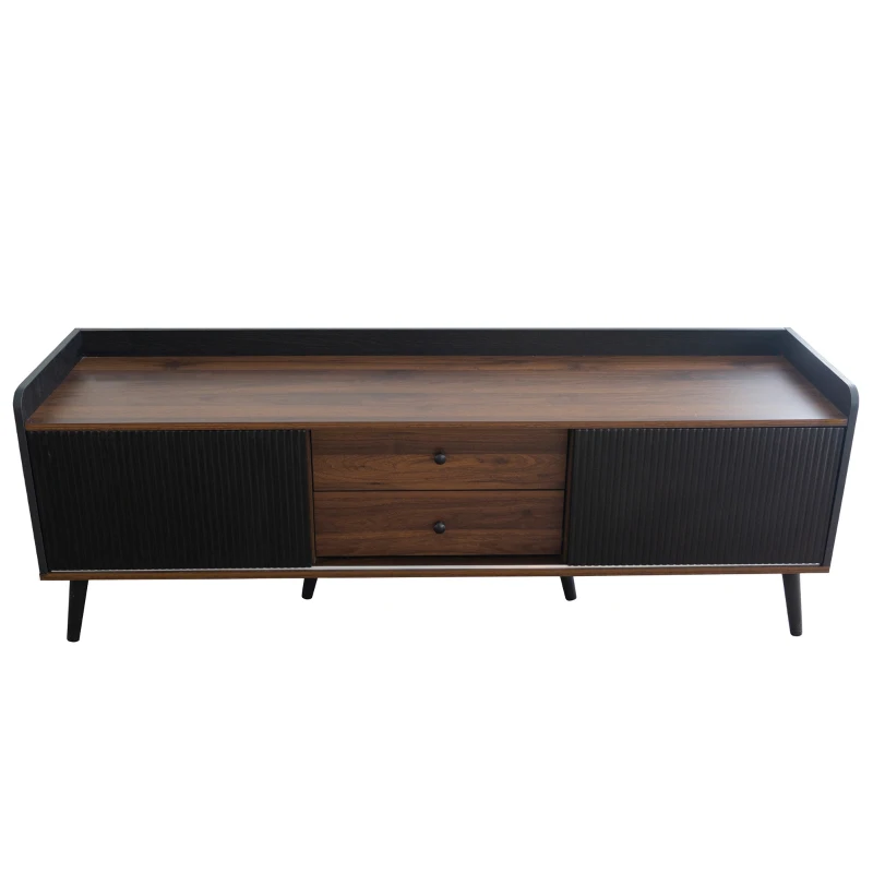 Mueble TV con 2 Cajones y 2 Puertas Correderas 160x40x58 cm Negro