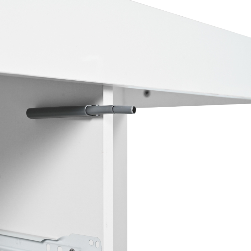 Madia con Gambe in Vetro, Quattro Cassetti e un Ripiano, con Illuminazione a LED, Grigio Caldo e Bianco