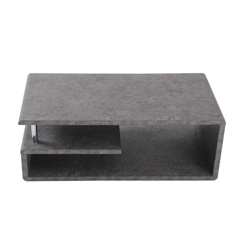 Tavolino Moderno con Finitura in Cemento Grigio, Illuminazione a LED, Tavolino da Salotto e Ufficio, Grigio Cemento