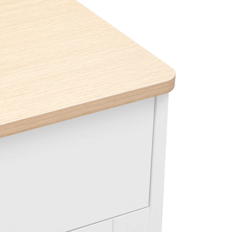 Credenza Moderna con Superficie in Legno, con 4 Ante e 2 Cassetti e Anta in Vetro, per Soggiorno e Sala da Pranzo, Bianco