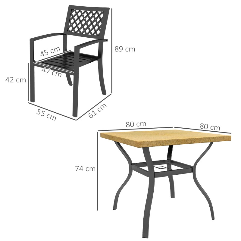 Outsunny Set de Masa si Scaune de Gradina, 5 Piese