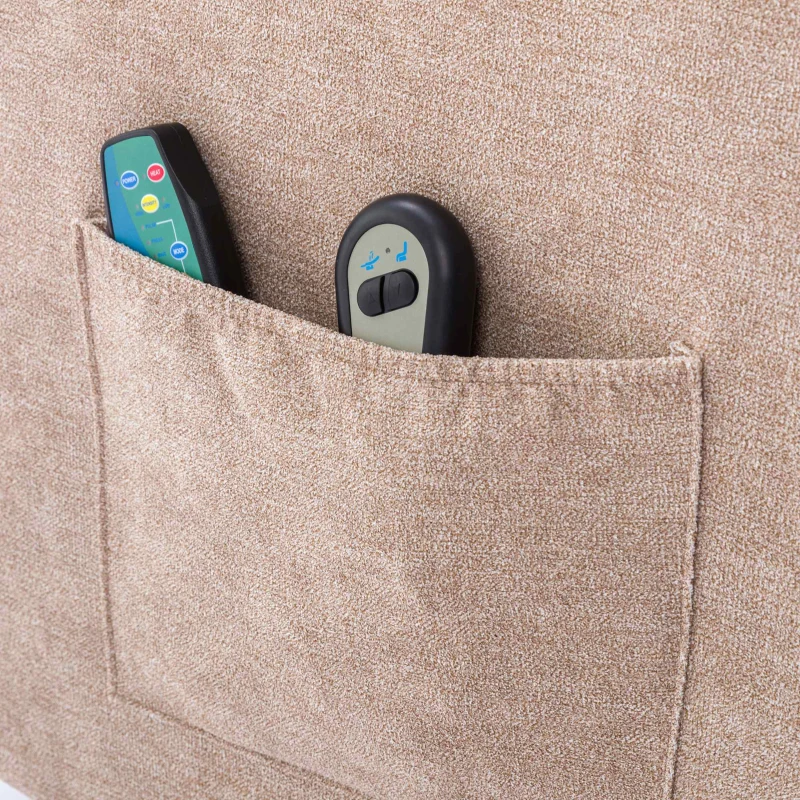 Poltrona Massaggiante Elettrica Reclinabile con Portabicchieri, Tasche Laterali e Telecomando, Marrone chiaro