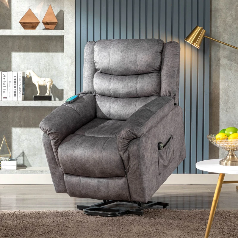 Sillón de Masaje Eléctrico con Masaje Función Calor y Vibración Tejido Antideslizante Gris