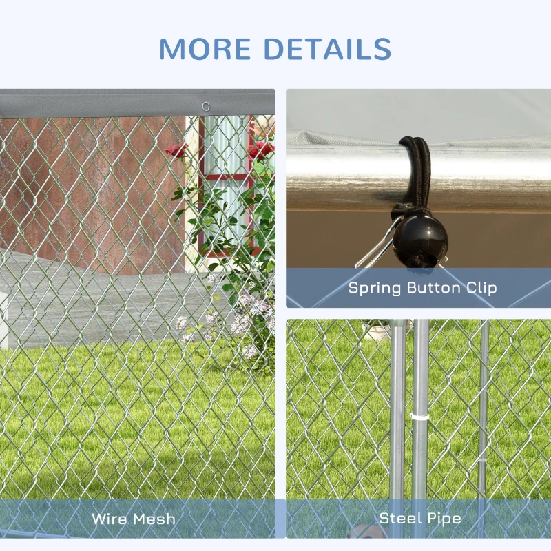 PawHut Cusca de 2,1 x 1,85 x 1,2 m, Tarc pentru Caini, Argintiu