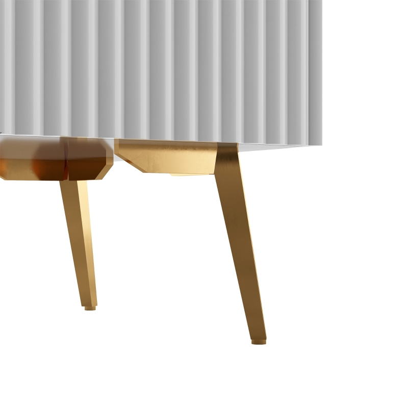 Mueble TV Moderno Blanco con Franjas Decorativas 180x35x41 cm Blanco