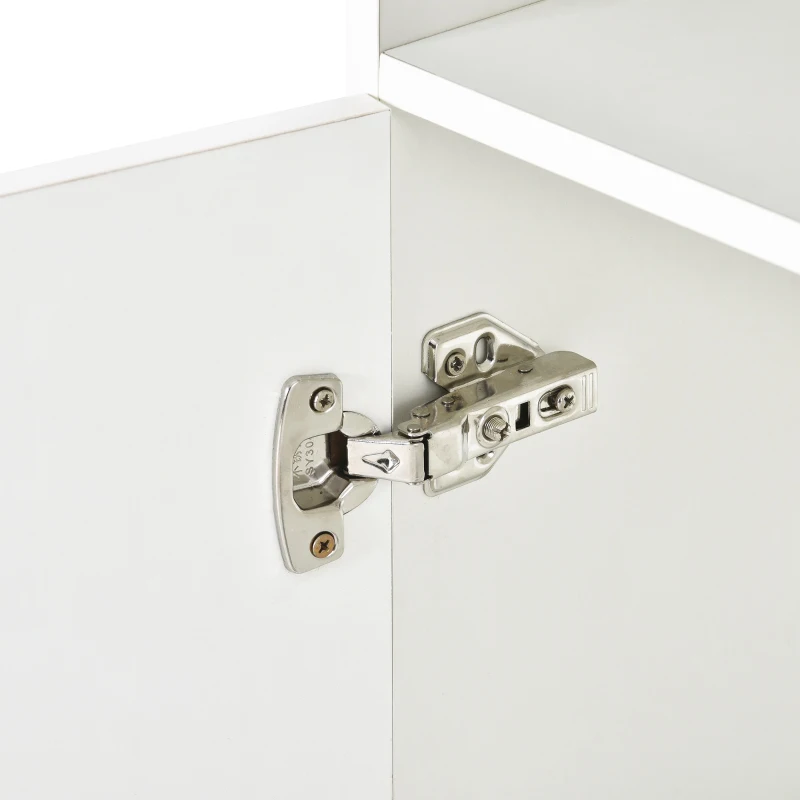 Credenza Moderna LED Multifunzione con Illuminazione RGB, 2 Ante e 4 Cassetti, Bianco