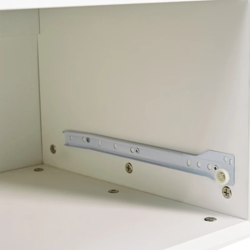 Mobile TV in Rattan con 2 Cassetti e Ampio Spazio Interno, Bianco